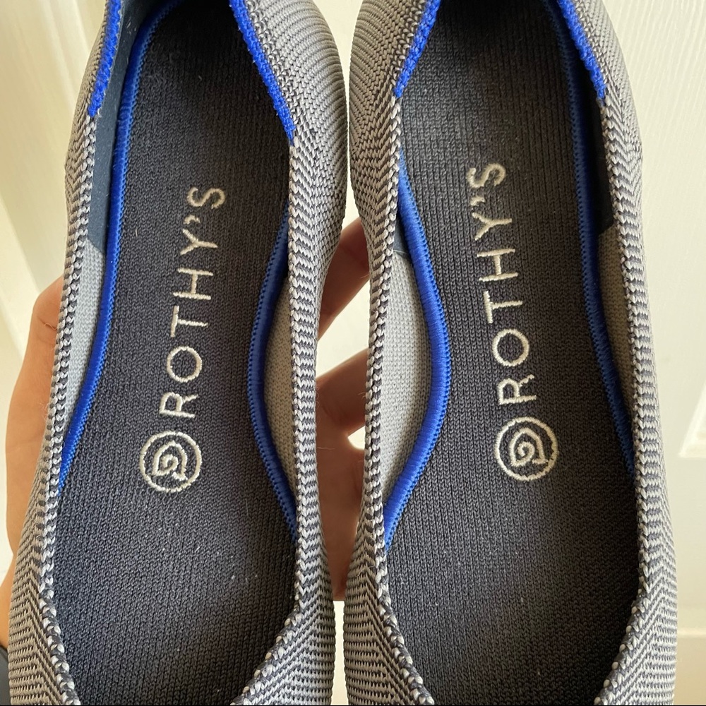 Rothy’s Women's Gray The Point Flat Shoes Cloud Grey Birdseye Sz 7 - Picture 2 of 13